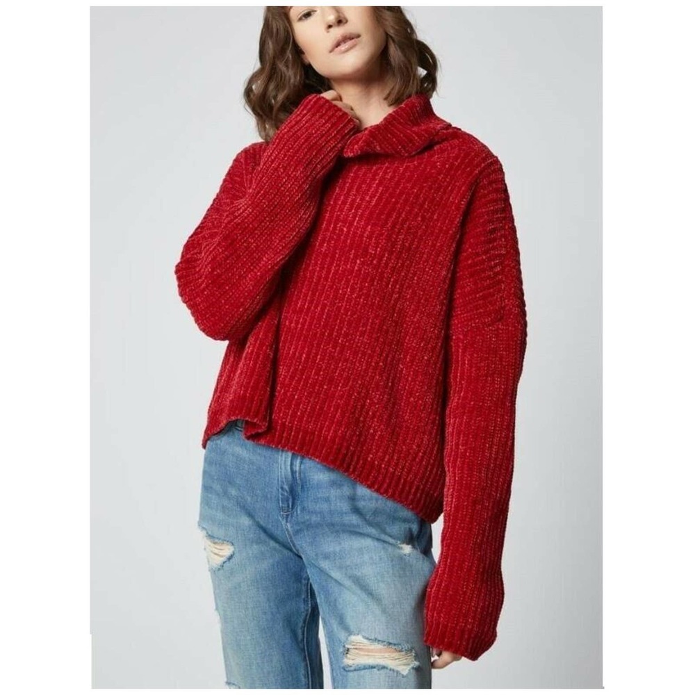 Blank NYC Indigo Crop Sweater Red Chenille XS